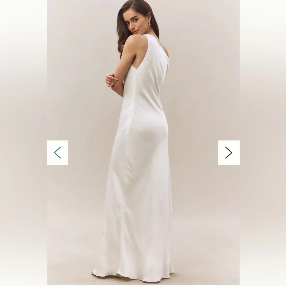 BHLDN Sienna Off-The-Shoulder High-Shine Satin Maxi Dress - Picture 3 of 7